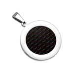 Stainless Steel Circle Pendant w/ Black & Red Carbon Fiber